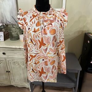Staccato Women's Blouse in Orange and Cream